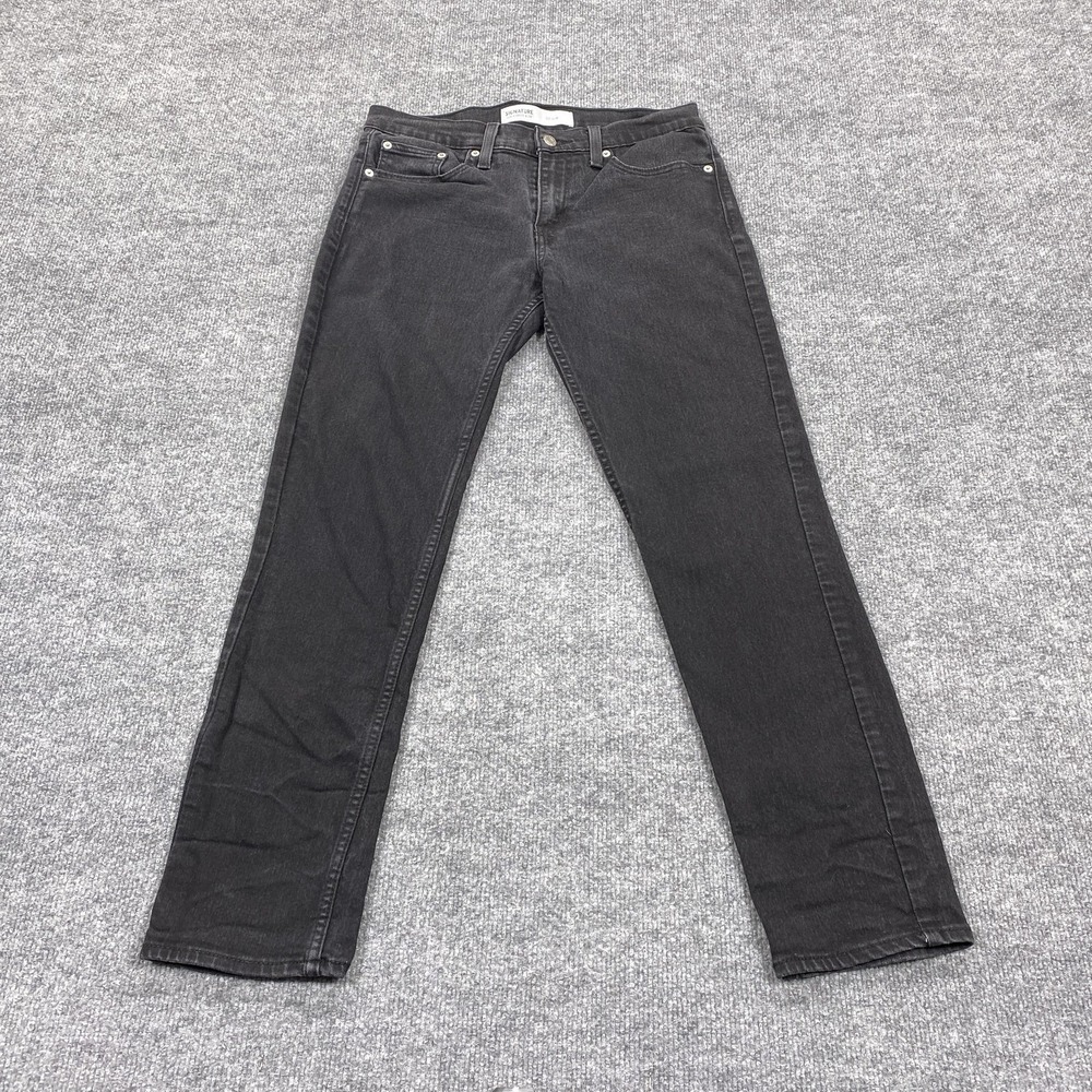 Levis Signature Jeans Mens 30x30 Black Slim‎ Charcoal Wash S37